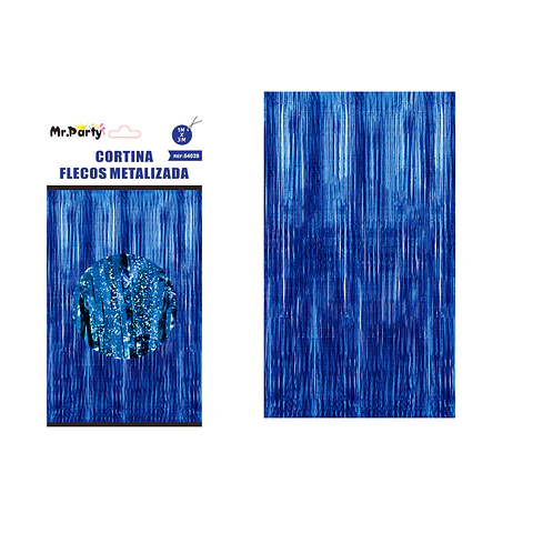 Cortina metalizada azul holográfica 1m*3m