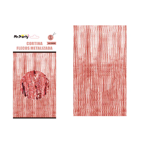 Cortina metalizada dorada rosa holográfica 1m*3m