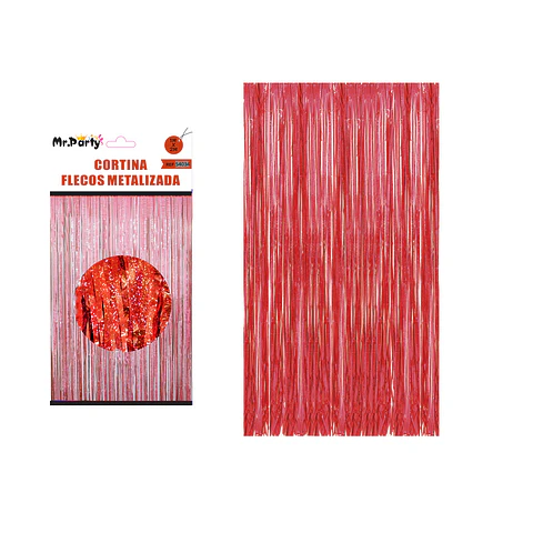 Cortina metalizada roja holográfica 1m*3m