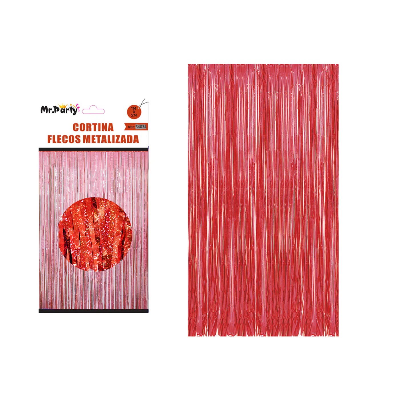 Cortina metalizada roja holográfica 1m*3m 1