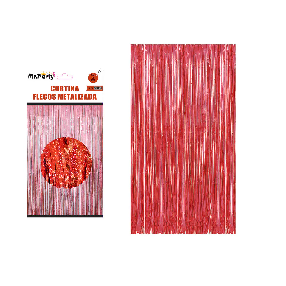 Cortina metalizada roja holográfica 1m*3m 1