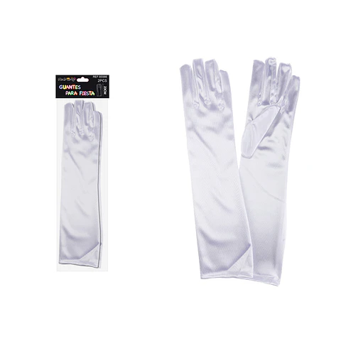 Guantes largos blancos de cotillón adulto 38cm