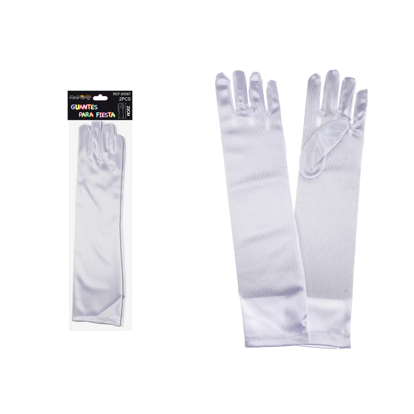 Guantes largos blancos de cotillón niño 32cm 1