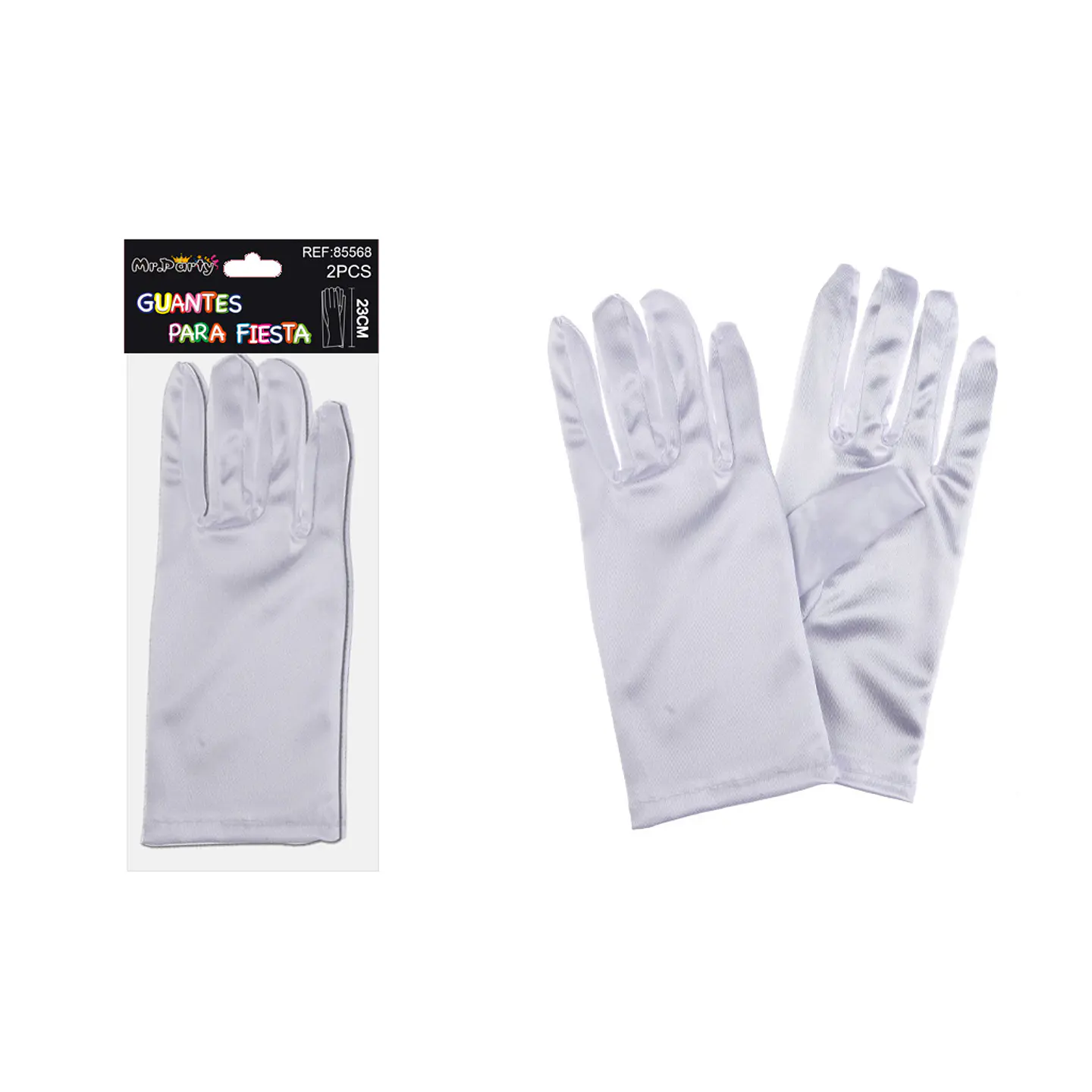 Guantes cortos blanco de cotillón adulto 23cm 1