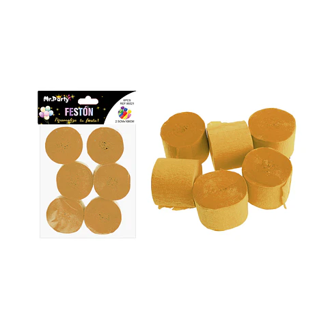 Festón fino de fiesta decorativo dorado 2.5cm*10m 6pcs