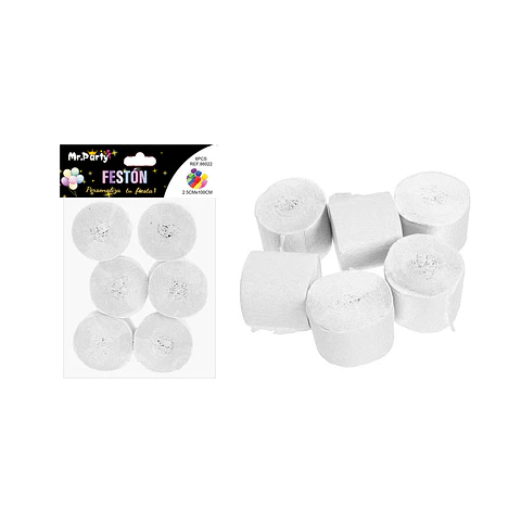 Festón fino de fiesta decorativo plateado 2.5cm*10m 6pcs