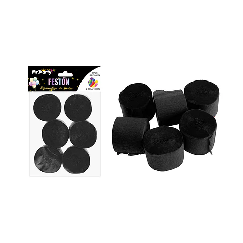 Festón fino de fiesta decorativo negro 2.5cm*10m 6pcs