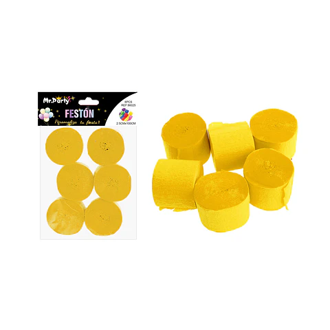 Festón fino de fiesta decorativo amarillo 2.5cm*10m 6pcs