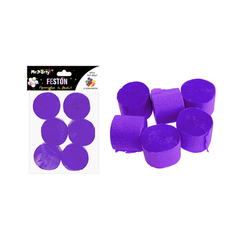 Festón fino de fiesta decorativo morado 2.5cm*10m 6pcs