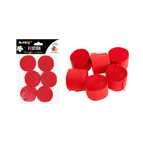 Festón fino de fiesta decorativo rojo 2.5cm*10m 6pcs