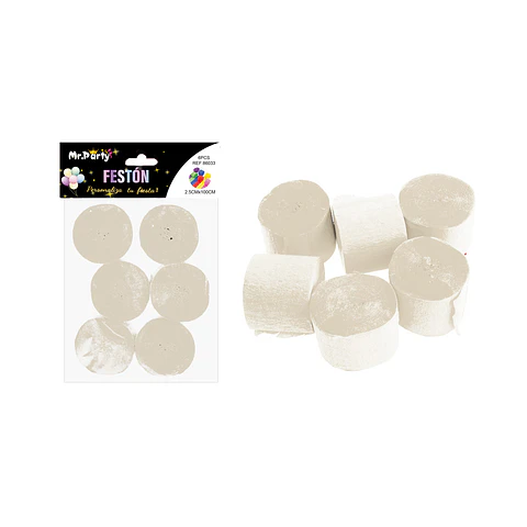 Festón fino de fiesta decorativo beige 2.5cm*10m 6pcs