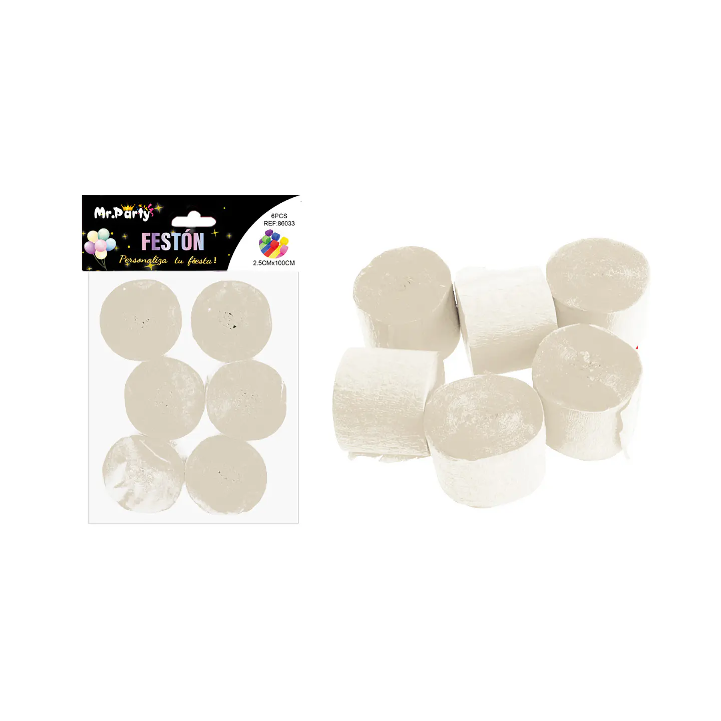 Festón fino de fiesta decorativo beige 2.5cm*10m 6pcs 1