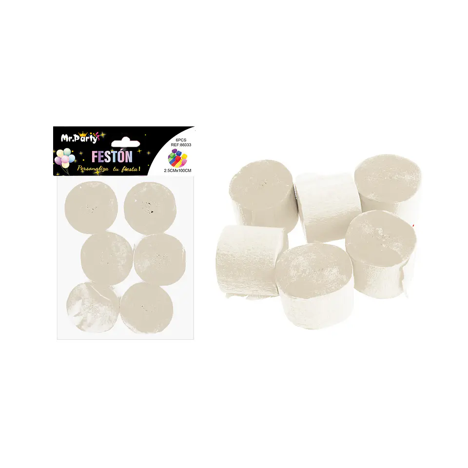Festón fino de fiesta decorativo beige 2.5cm*10m 6pcs 1