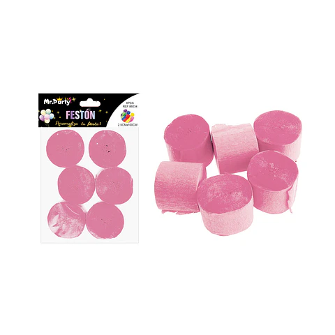 Festón fino de fiesta decorativo rosado 2.5cm*10m 6pcs