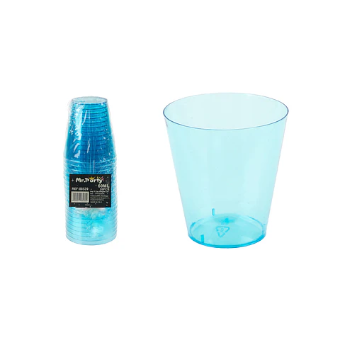 Vasos acrilicos shot azul transparente 60ML 20pcs