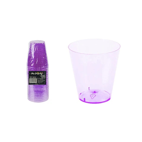 Vasos acrilicos shot morado transparente 60ML 20pcs