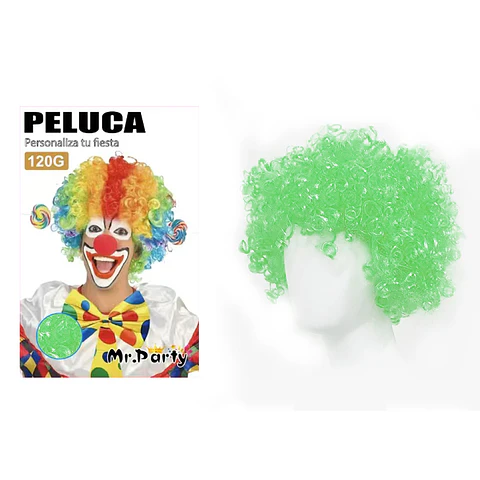 Peluca corta afro verde