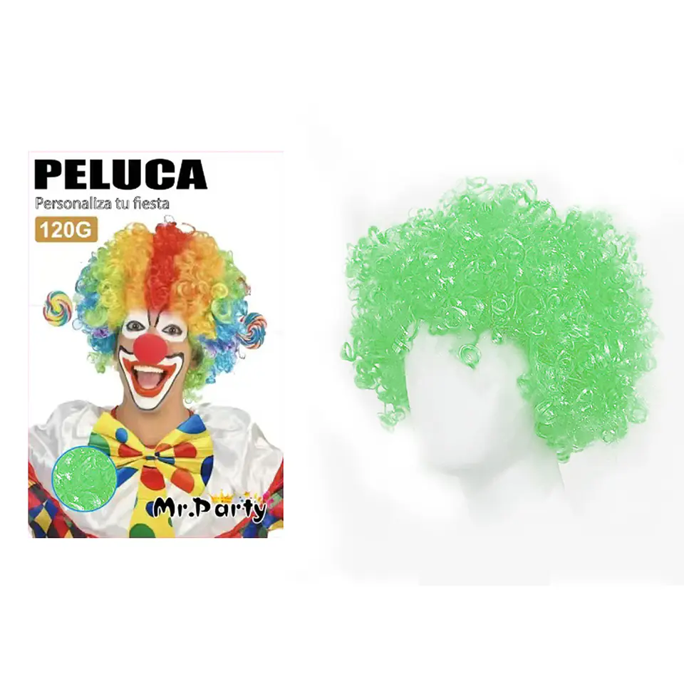 Peluca corta afro verde 1