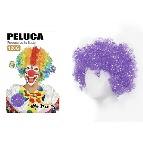 Peluca corta afro morado