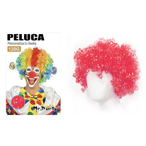 Peluca corta afro rojo