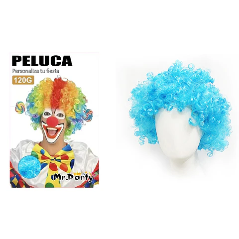Peluca corta afro azul