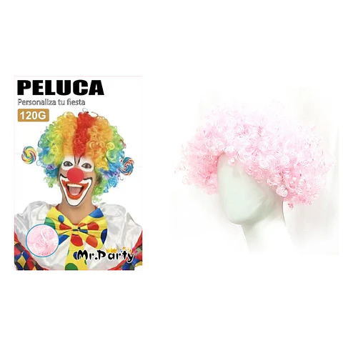 Peluca corta afro rosado