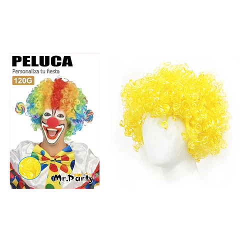 Peluca corta afro amarillo