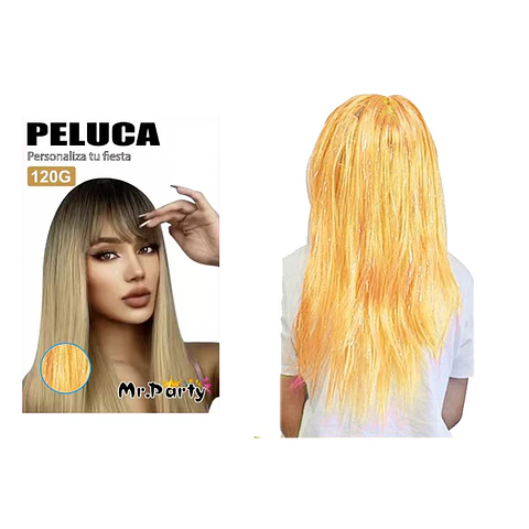 Peluca larga dorado