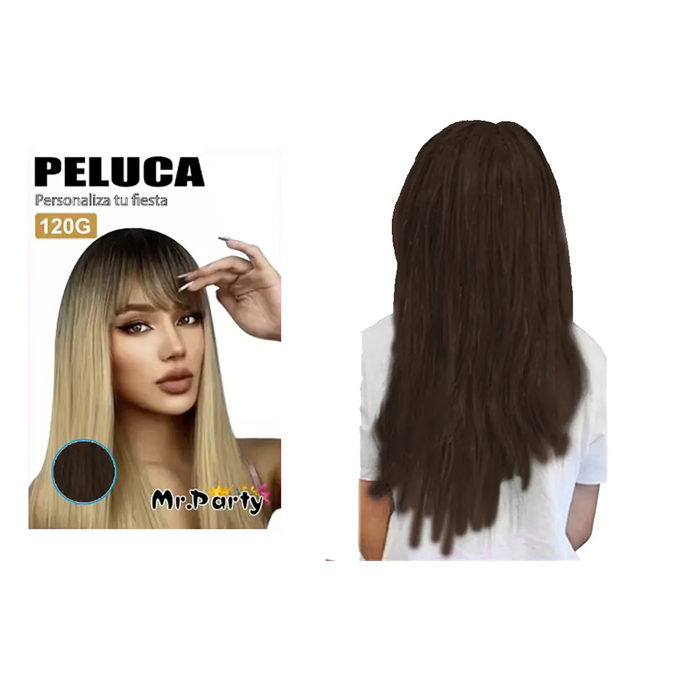 Peluca larga café 1
