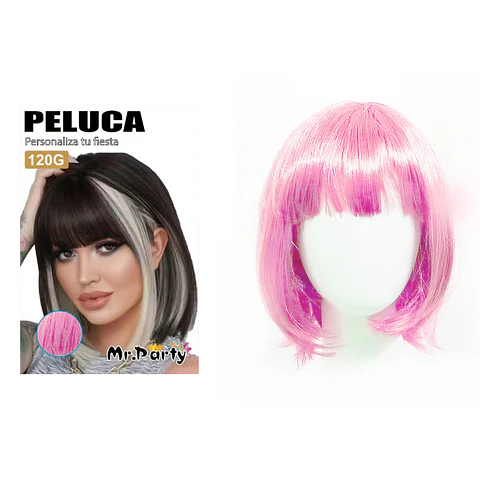 Peluca corta escolar rosado