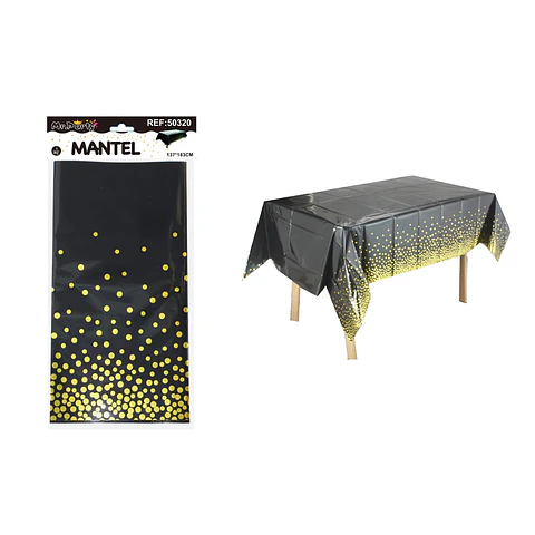 Mantel negro tornasol con punto 137*183cm