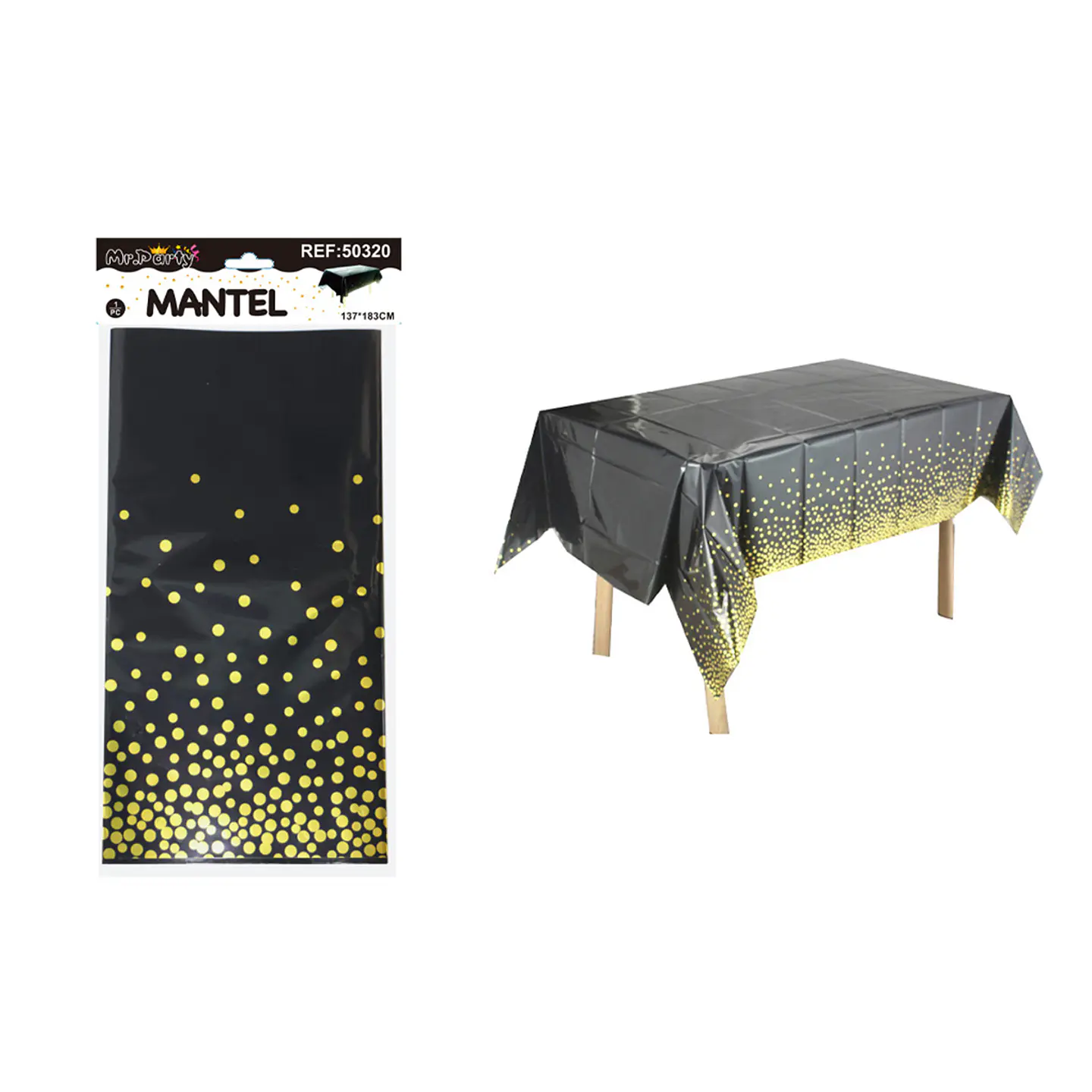 Mantel negro tornasol con punto 137*183cm 1