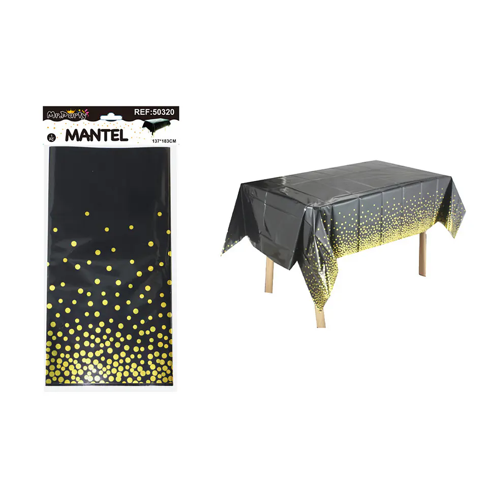 Mantel negro tornasol con punto 137*183cm 1