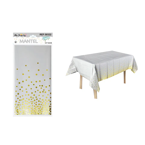 Mantel blanco tornasol con punto 137*183cm