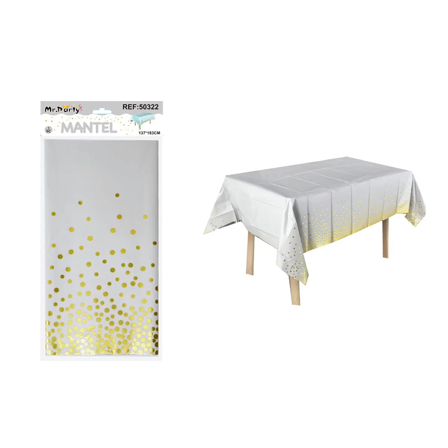 Mantel blanco tornasol con punto 137*183cm 1