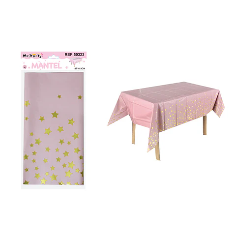 Mantel rosado tornasol con estrella 137*183cm