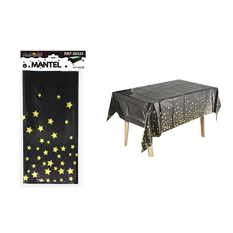 Mantel negro tornasol con estrella 137*183cm