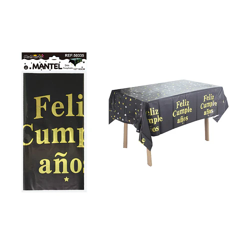 Mantel feliz cumpleaños negro con estrella 137*183cm