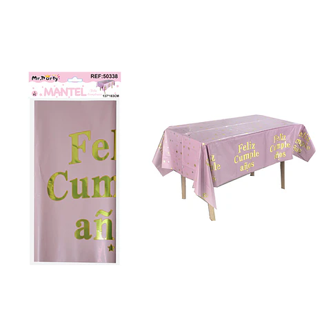 Mantel feliz cumpleaños rosado con estrella 137*183cm