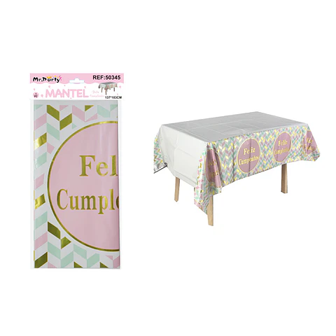 Mantel feliz cumpleaños rosado 137*183cm