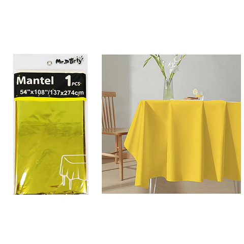 Mantel metálico dorado 137*274cm