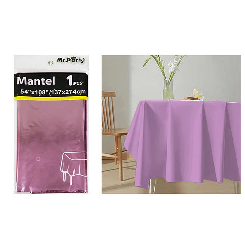 Mantel metálico rosa 137*274cm  