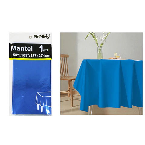 Mantel metálico azul 137*274cm  