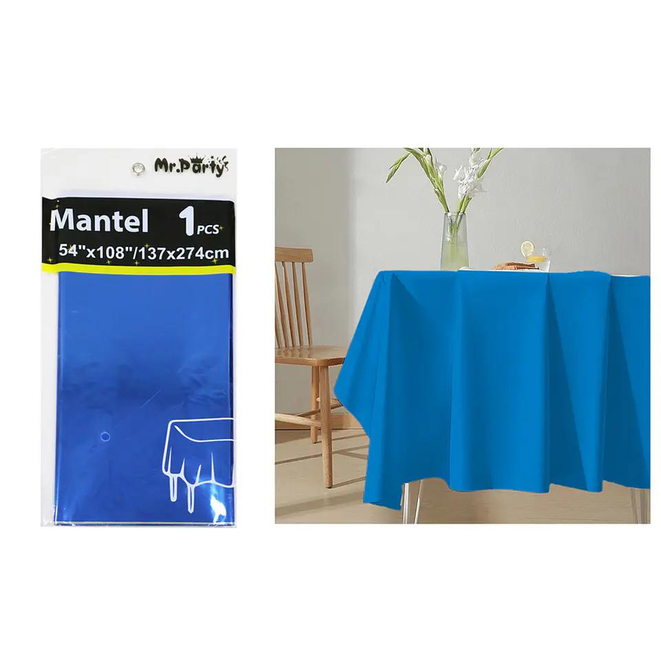 Mantel metálico azul 137*274cm   1