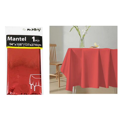 Mantel metálico rojo 137*274cm  