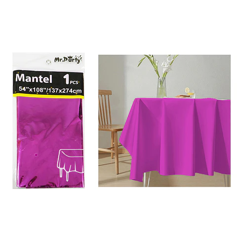 Mantel metálico fucsia 137*274cm  