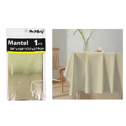 Mantel metálico champagne 137*274cm  