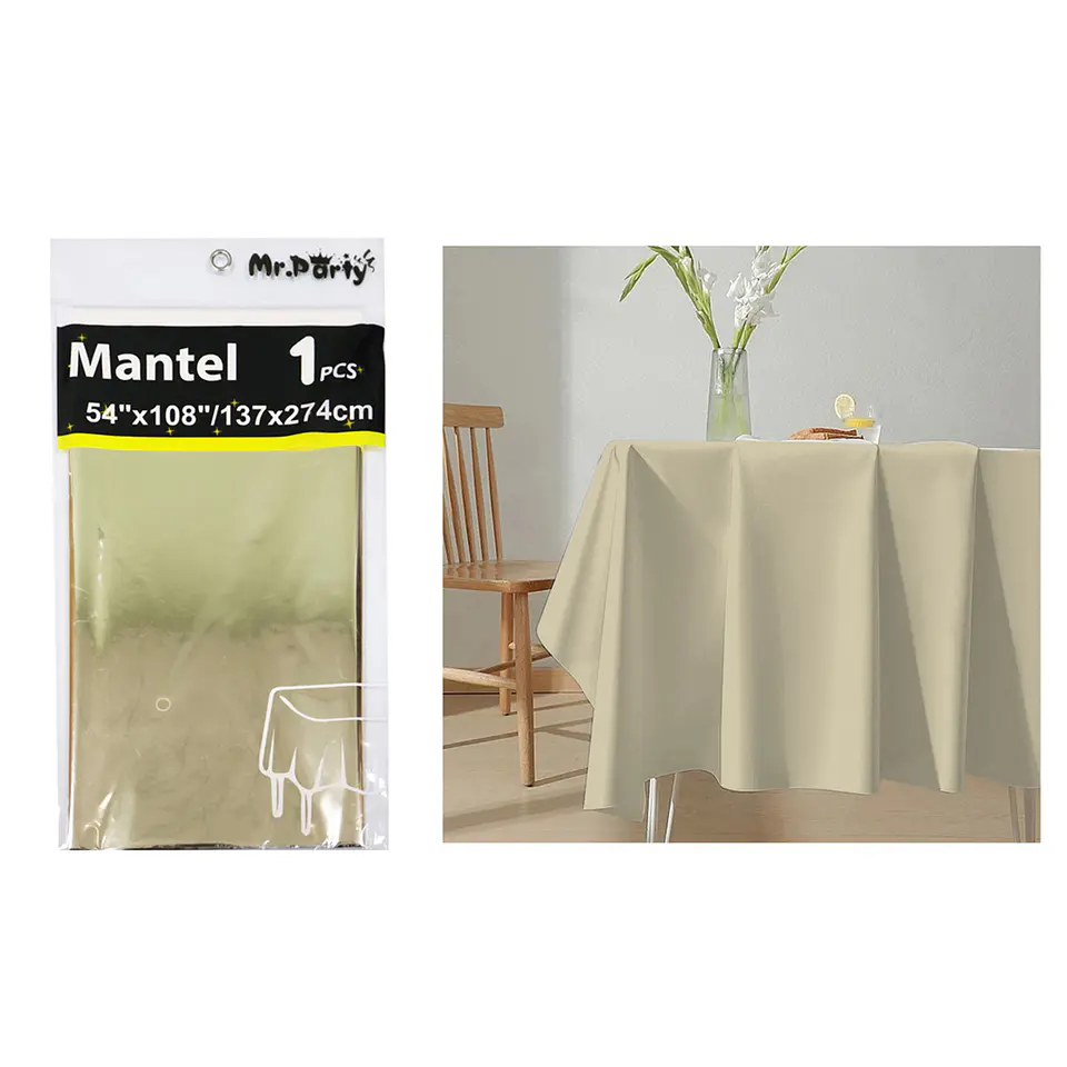 Mantel metálico champagne 137*274cm   1