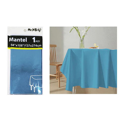 Mantel metálico azul 137*274cm  