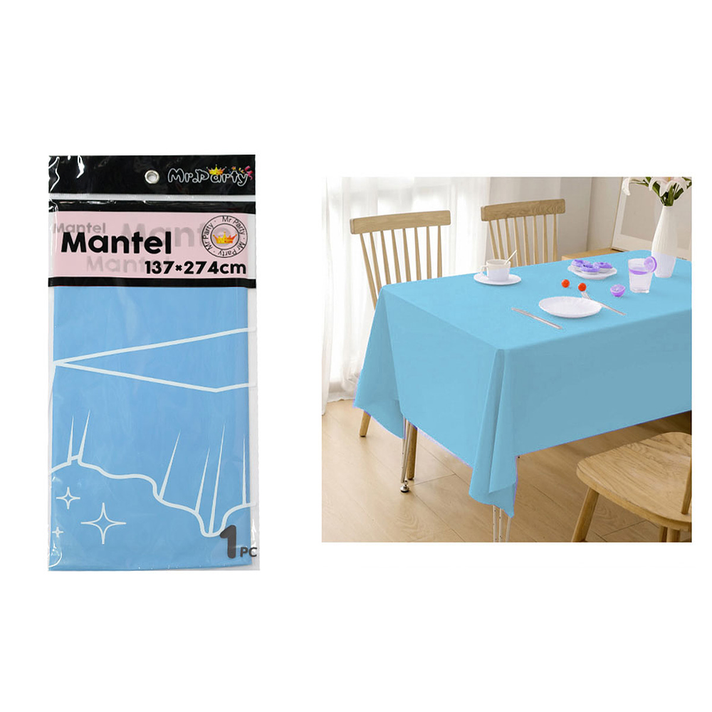Mantel PE plástico azul claro 137*274cm